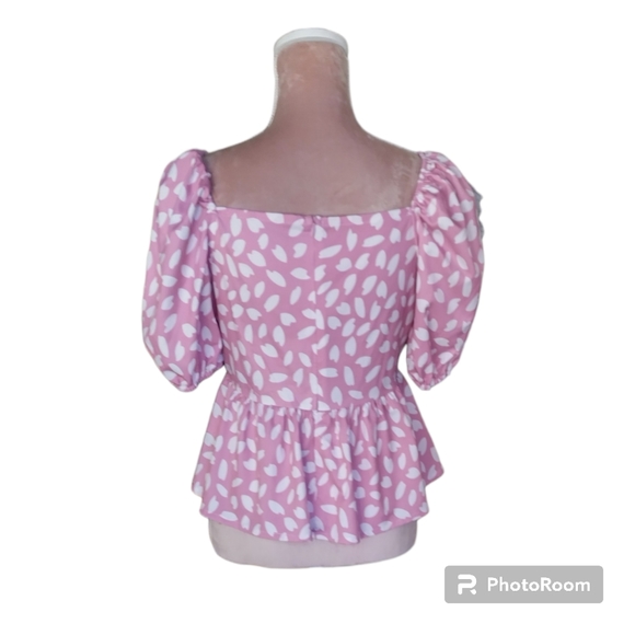 SHEIN| PINK 🩷 WHITE PEPLUM TOP SIZE M - Picture 4 of 8